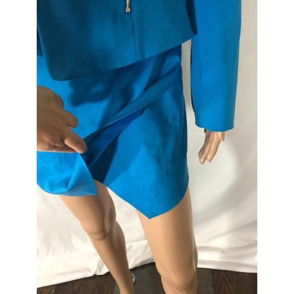 NWT Guess By Marciano Suit Set Light Blue Jacket Coat Full Zip & Skirt Mini 10 - Picture 4 of 12
